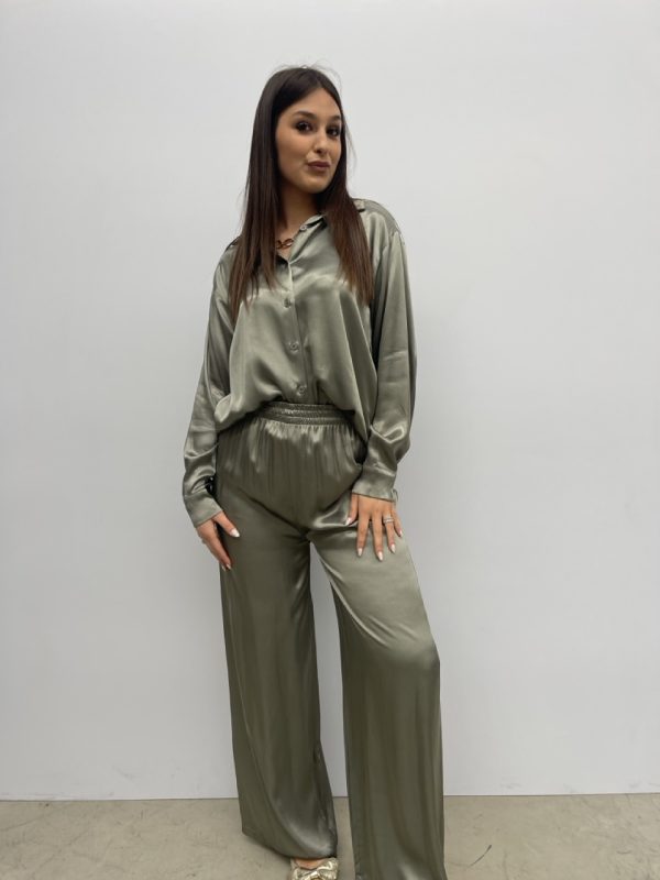 Pantalone effetto raso SM833-90