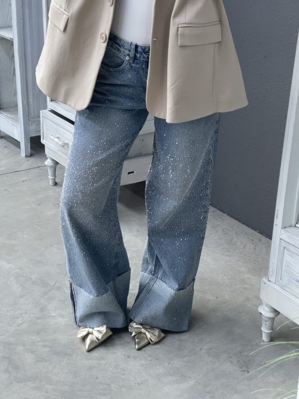Jeans a palazzo strass A3361